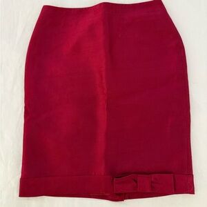 Talbots Vibrant Red Pencil Skirt with Bow Detail